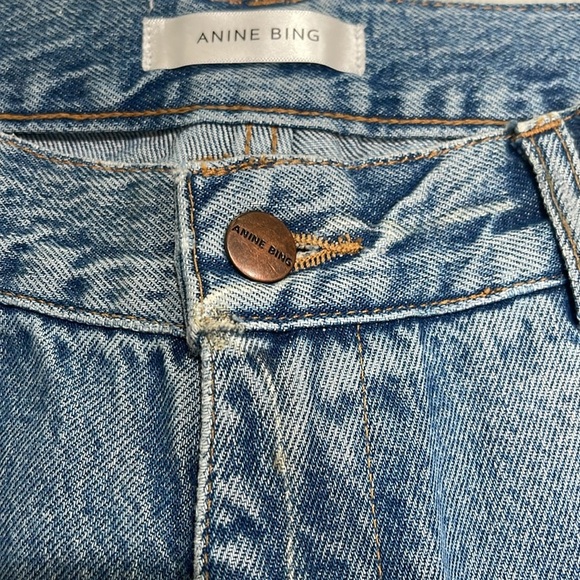 Anine Bing Straight Leg High Waist Distressed Jeans SZ  30 Blue - Picture 4 of 5